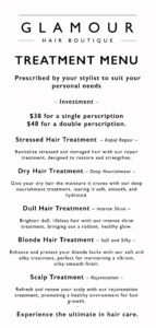 Dry hair treatment menu